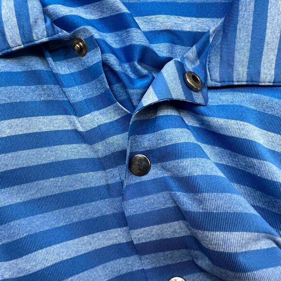 Nike Tiger Woods Shirt Mens XL Extra Large Blue Striped Dri Fit Snap Button Polo - Picture 6 of 8